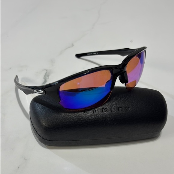 Oakley Black Sunglasses with Blue and Orange Lenses - Picture 1 of 4